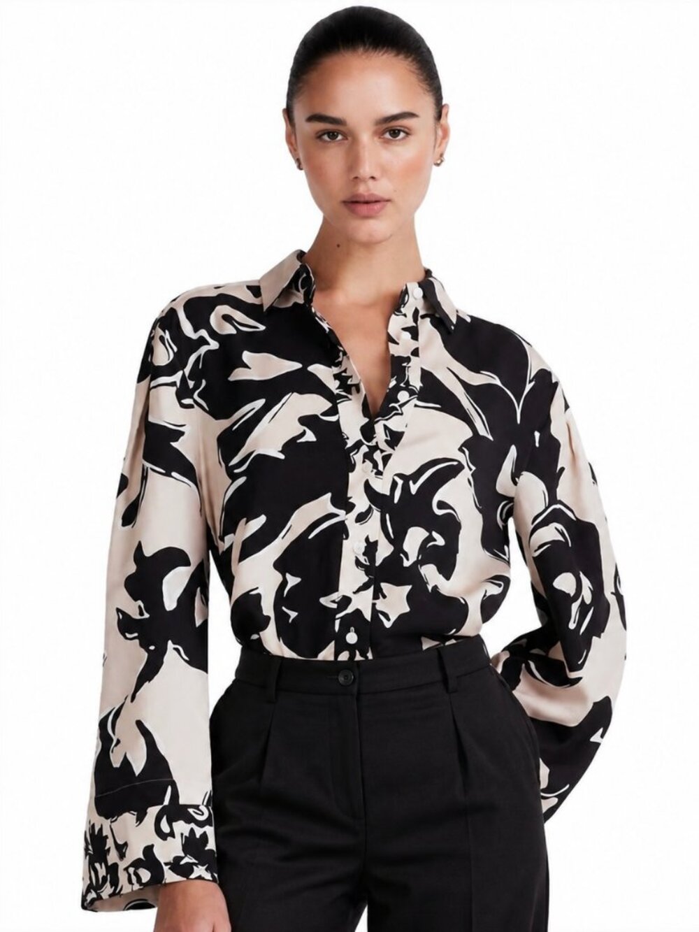 Derek Lam 10 Crosby Lacey Safari Multi Print Button Down Shirt S